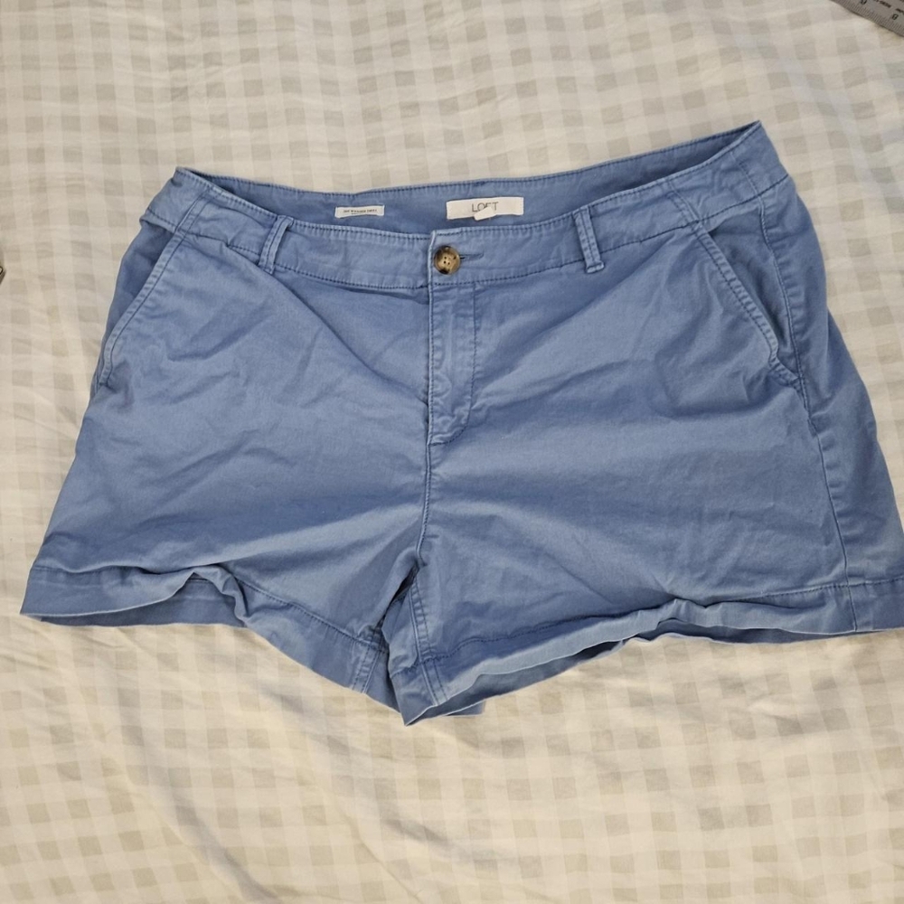 Loft curvy size 14w blue cotton shorts